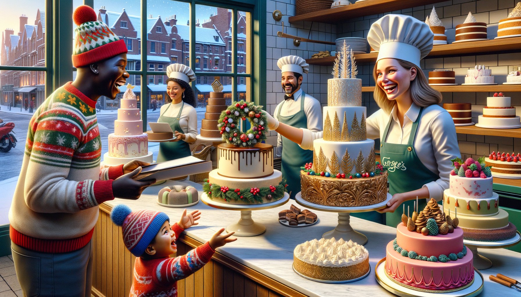 Holiday cake decorating workspace