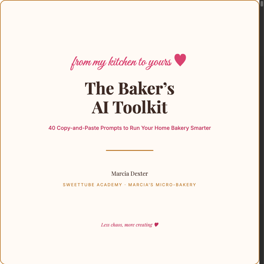 The Baker's AI Toolkit: 40+ Copy-Paste Prompts to Run Your Home Bakery Smarter
